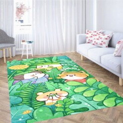 Green Animal Wallpaper Living Room Modern Carpet Rug