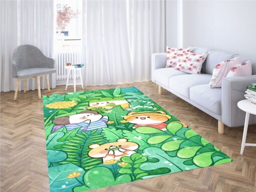 Green Animal Wallpaper Living Room Modern Carpet Rug