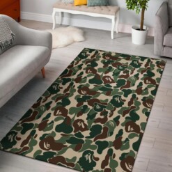 Green Camo Camouflage Area Rug