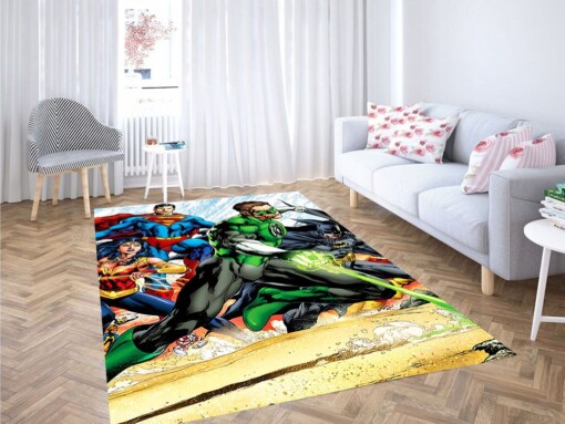Green Lantern Justice League Living Room Modern Carpet Rug