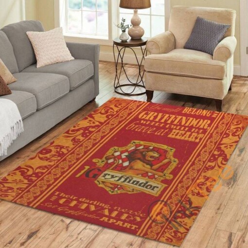 Gryffindor-brave At Heart Harry Potter Logo Carpet Living Room Floor Decor Gift For Potters Fan Rug