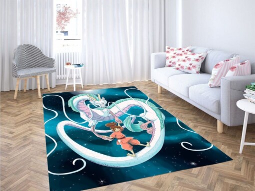 Haku And Chihiro Flying Living Room Modern Carpet Rug