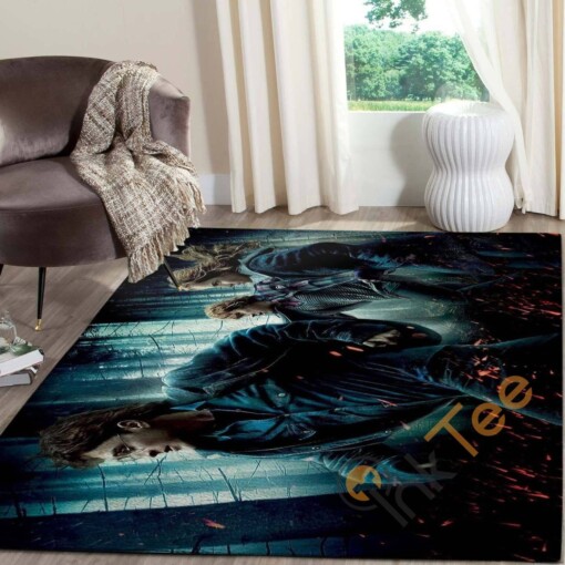Harry Potter And Friends In Forest Carpet Living Room Floor Decor Gift For Potters Fan Rug