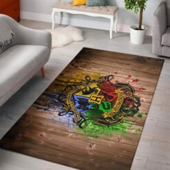 Hogwarts Wood Logo Harry Potter Rug  Custom Size And Printing