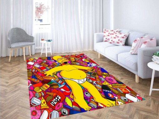 Homer Faint Simpson Cartoon Carpet Rug