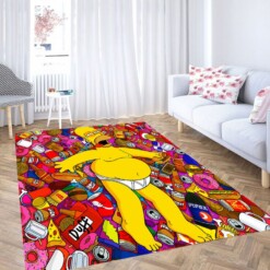 Homer Faint Simpson Cartoon Living Room Modern Carpet Rug