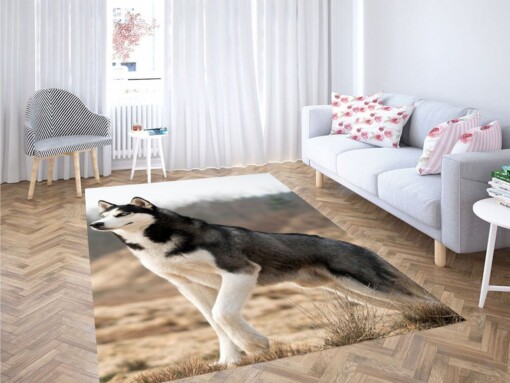 Husky Dog Black White Living Room Modern Carpet Rug