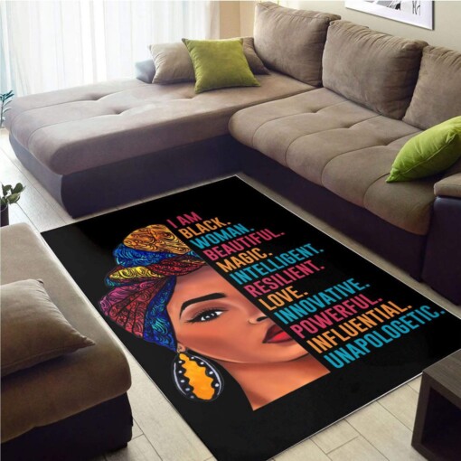 I Am Black Beautiful Magic Foldable African American Women Rug