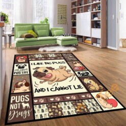 I Like Big Pugs And Cannot Lie Dog Cute Not D Living Room Bedroom Rug