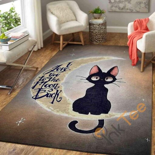I Love U To The Moon And Back Cat Area Rug