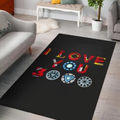 I Love You Black Area Rug