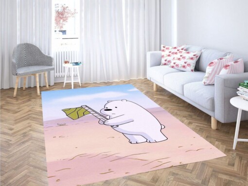 Ice Bear With Yello Flag Living Room Modern Carpet Rug