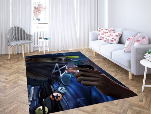 Icon Character Style Watch Dogs Living Room Modern Carpet Rug