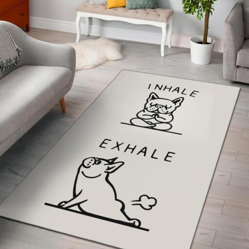 Inhale Exhale French Bulldog Area Rug