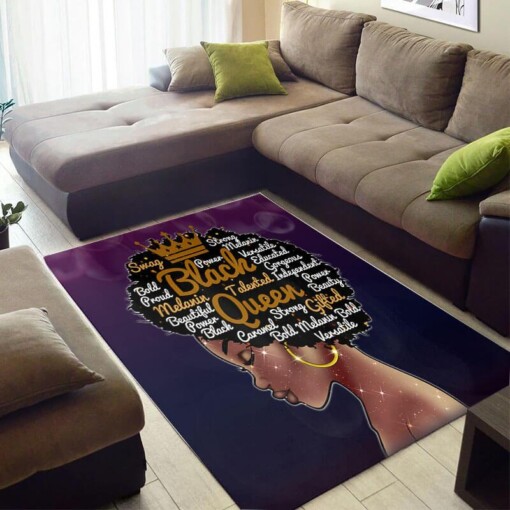 Inspired African American Cute Black Art Afro Girl Design Floor Home Rug