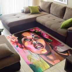 Inspired African Beautiful American Afro Girl Large Themed Home Rug