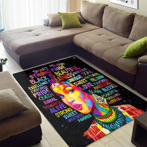 Inspired African Style Cute Melanin Girl Carpet Themed Home Rug