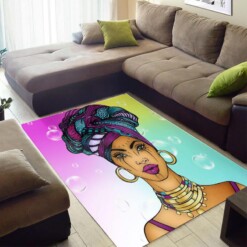 Inspired African Style Fancy American Black Art Melanin Girl Themed Home Rug