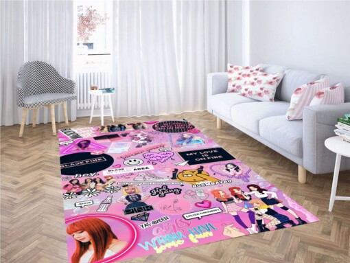 Jisso Black Pink Living Room Modern Carpet Rug