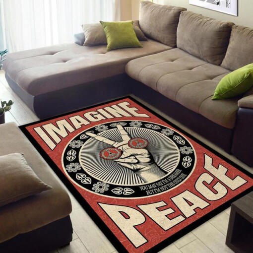 John Lennon Peace Imagine Area Rug