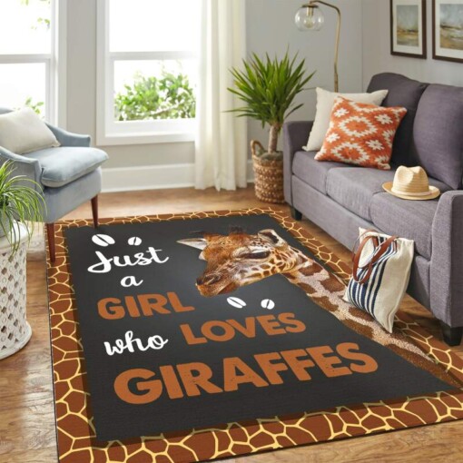 Just A Girl Who Love Giraffe Mk Carpet Area Rug