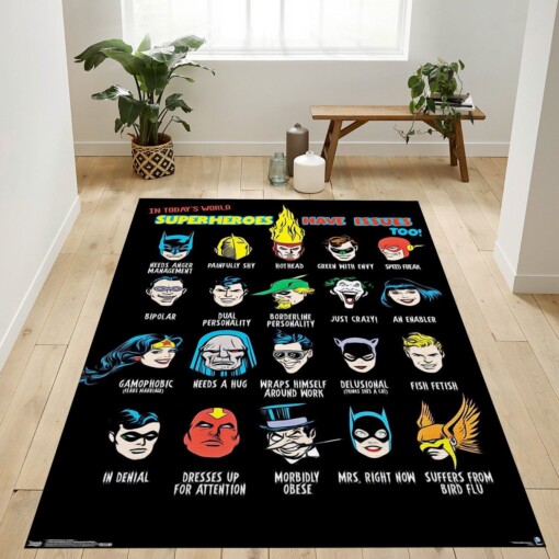 Justice League Face Rug  Custom Size And Printing
