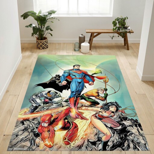 Justice League Of America Unite Rug  Custom Size And Printing
