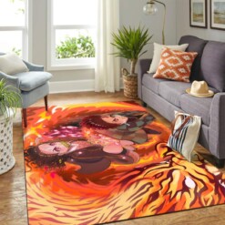 Kimetsunoyaiba Fire Carpet Floor Area Rug