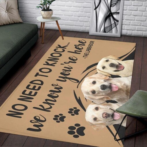 Labrador We Know Youre Here Rectangle Rug