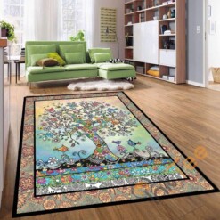 Landscape Multi-colour Tree F Childrens Or Kitchen Living Room Bedroom Rug