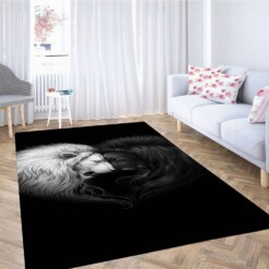 Lion White Black Wallpaper Carpet Rug