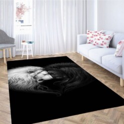 Lion White Black Wallpaper Living Room Modern Carpet Rug