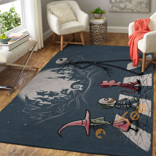 Lock Shock Barrel Jack Skellington Walking The Street The Nightmare Before Christmas Movie Area Rug