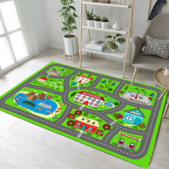 Lovely City Car Track Pattern Playmat Rug