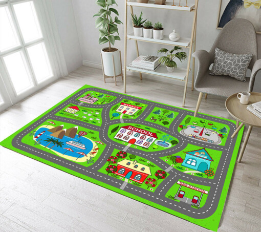 Lovely City Car Track Pattern Playmat Rug