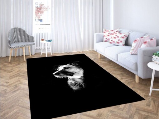 Low Light Dog Monochrome Living Room Modern Carpet Rug