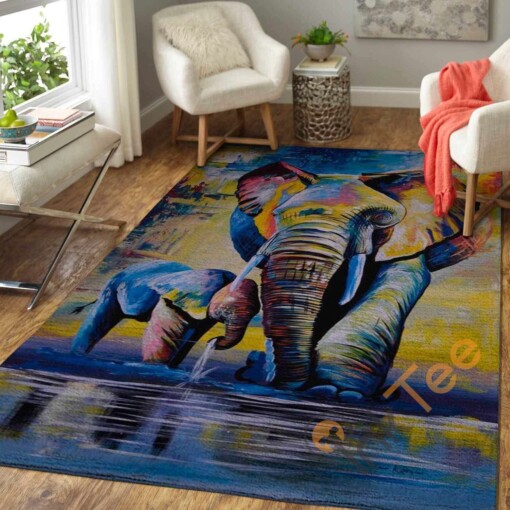 Mama Baby Elephant Area Rug