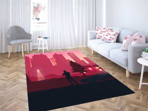 Man Silhouette Vaporwave Living Room Modern Carpet Rug