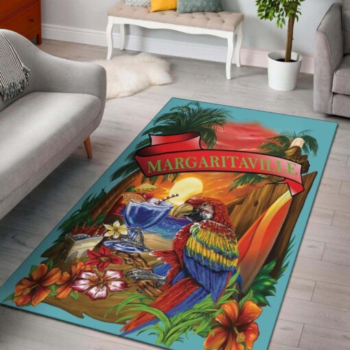 Margaritaville Decor Baby Blue Parrot Area Rug