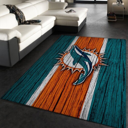 Miami Dolphins NFL Sport Rug  Custom Size And Printing