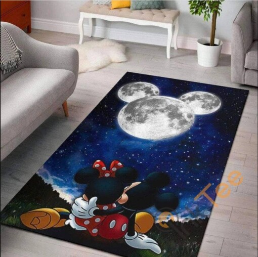 Mickey Minnie Moon Love Disney Living Room Bedroom Gift For Lover Rug