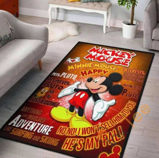 Mickey Mouse Disney And Friends Carpet Funny Minnie Pluto Gift For Lovers Rug