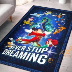 Mickey Mouse Never Stop Dreaming Disney Goofy Ariel Living Room Gift For Lover Rug