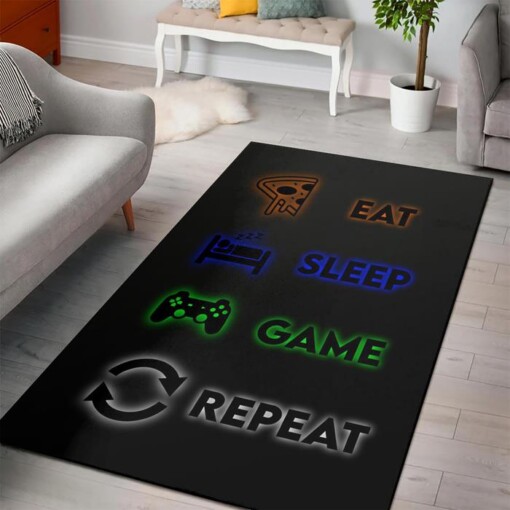 Minecraft Eat Sleep Game Repeat Rug  Custom Size And Printing