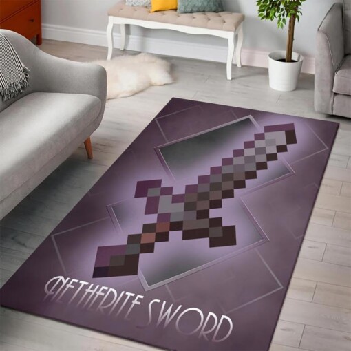 Minecraft Netherite Sword Rug  Custom Size And Printing