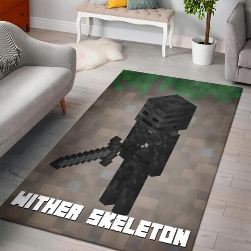 Minecraft Wither Skeleton Rug  Custom Size And Printing