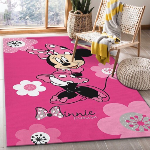 Minnie Mouse Pink Rug  Custom Size And Printing