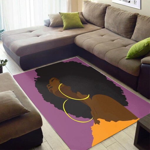 Modern African American Fancy Art Afro Girl Design Floor Carpet Inspired Home Rug