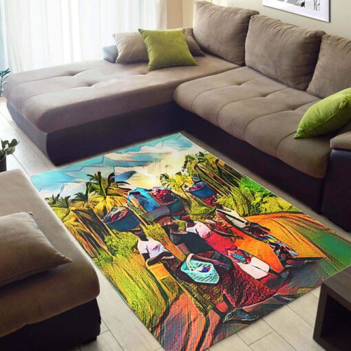 Modern African American Pretty Afrocentric Black Queen Style Floor Inspired Living Room Rug