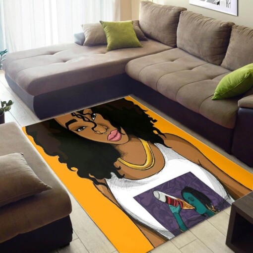 Modern African Cute Style Black Girl Large Carpet Inspired Home Rug